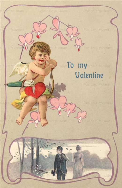 v238-Valentine Art Nouveau Romance Cry Cupid