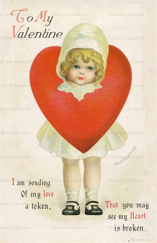 vh899-Valentine Heart Girl Ellen Clapsaddle