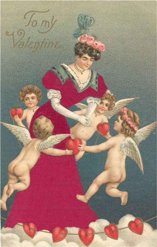 vl420-Beautiful Silk Lady & Cupids Valentine
