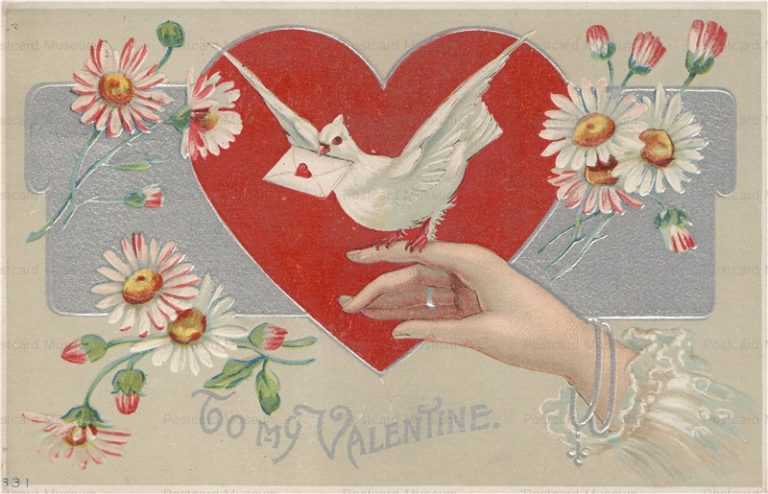 vl950-Lady's Hand with Dove Heart & Flowers