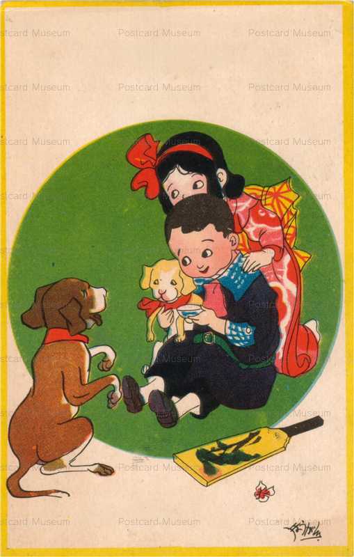 w617-犬と羽子板