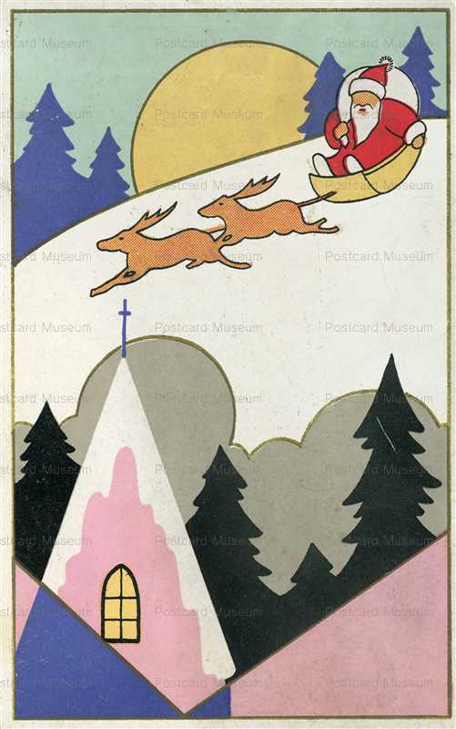 wr530-子供 クリスマス ２頭のトナカイ サンタ