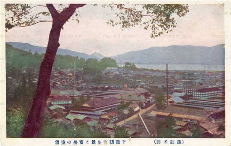 yt1273-View of Shimosuwa Fugaku Suwa Nagano 下諏訪町全景と富岳の遠望 諏訪 長野