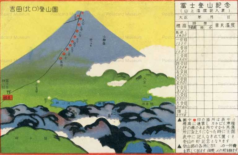 yn795-Fuji map 吉田北口富士登山図