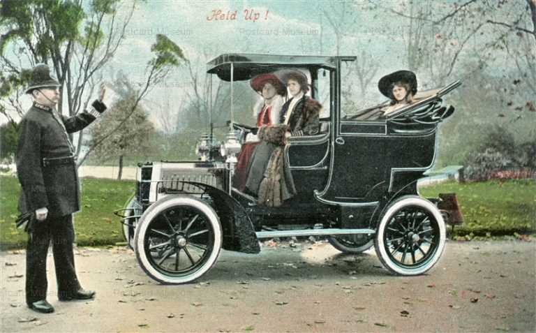 car150-Held Up!,Policeman Stopping Women in Automobile