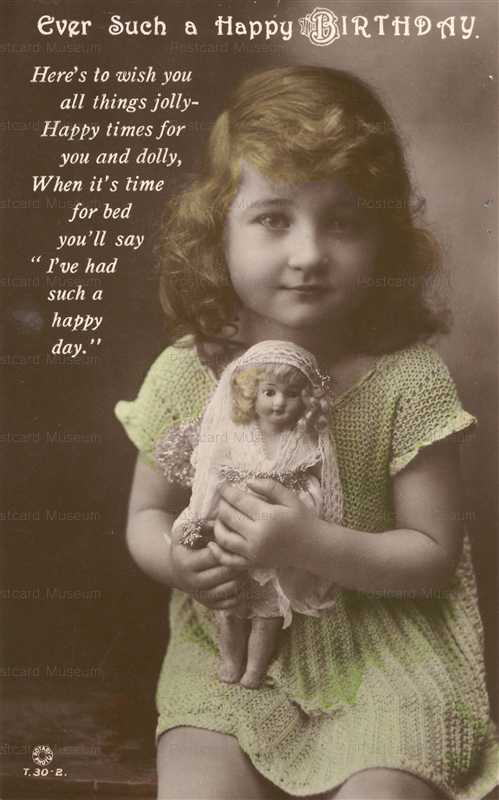 do100-Cute Girl with Doll Happy Birthday