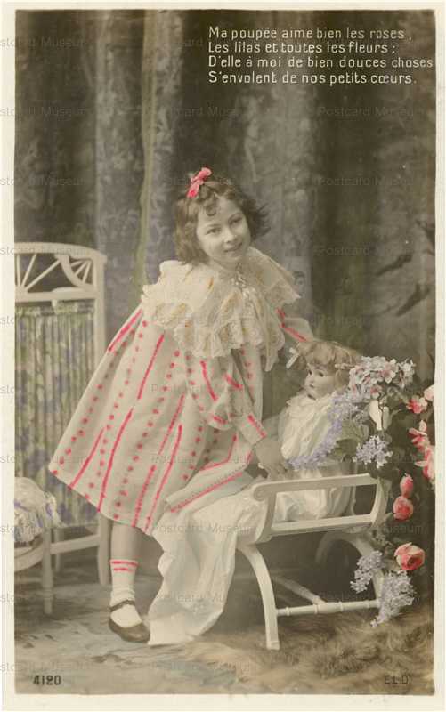 do102-Pretty Little French Girl Dress with Doll Kestner Poem