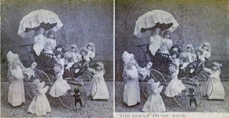 dob055-Dolls' Picnic Ride Stereoview