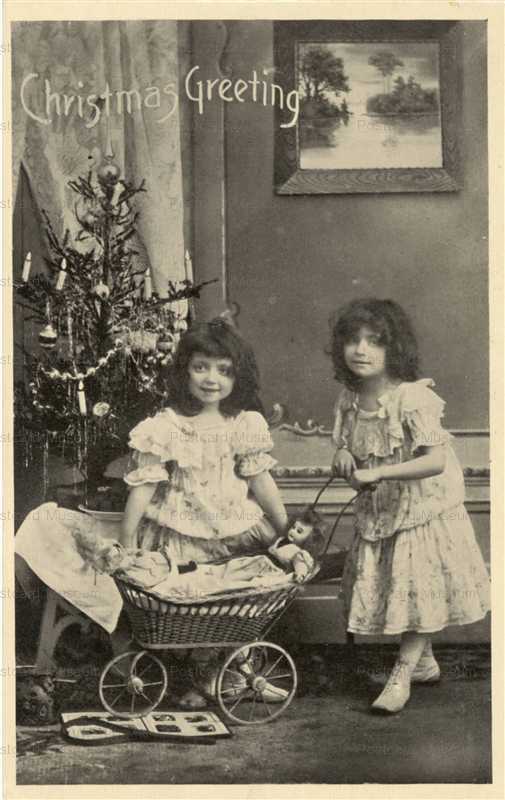 dob095-Girls&Doll Christmas Greeting
