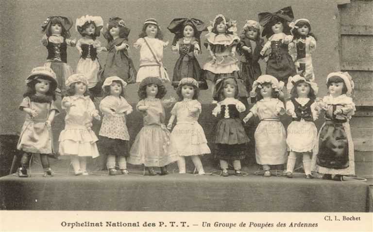 dob201-Orphelinat National des P T T 1910s Bisque Dolls Ardennes France2