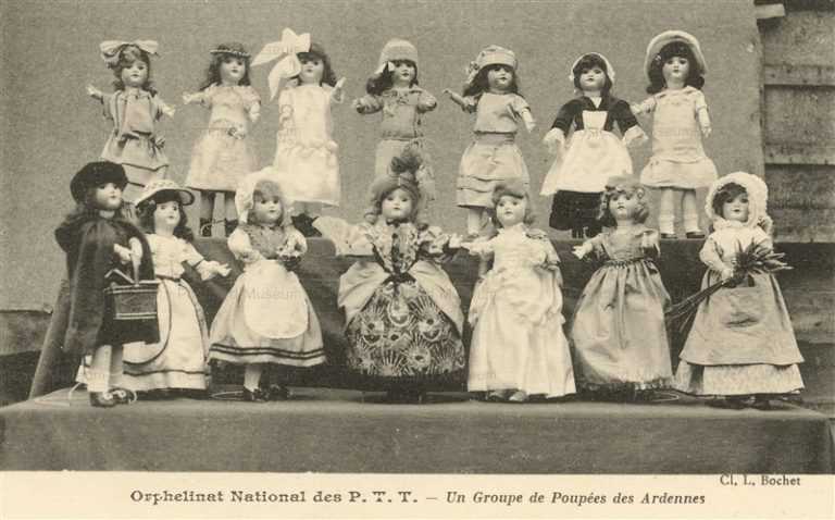 dob203-Orphelinat National des P T T 1910s Bisque Dolls Ardennes France4