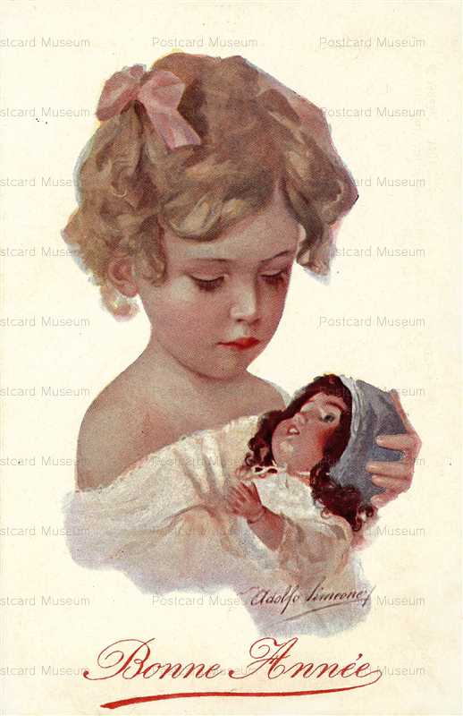 doc009-Simeone Child Girl with Doll Bonne Annee