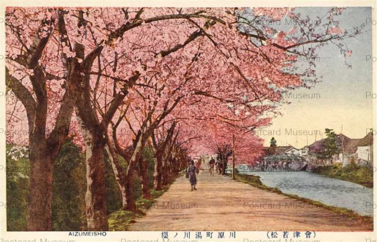 ef585-Kawahara Yukawa Sakura Aizu 川原町湯川の桜 会津若松
