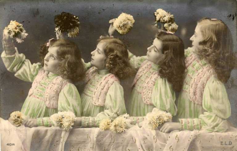 eg145-Four Girls Holding Flowers