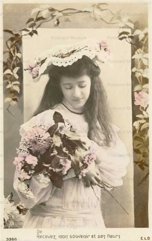 eg155-Edwardian Girl with Flowers