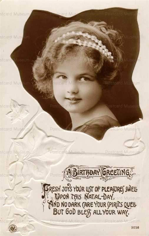 egb002-Girl in flower Birthday Greeting
