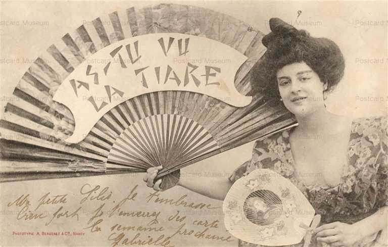 el910-As-Tu Vu La Tiare Art Nouveau Lady with Big Fan