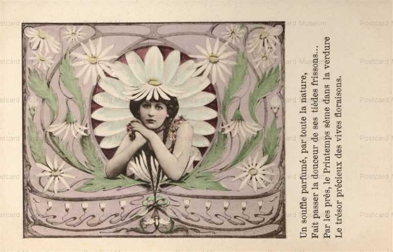 elc230-Jugendstill Lovely Lady with Flowers