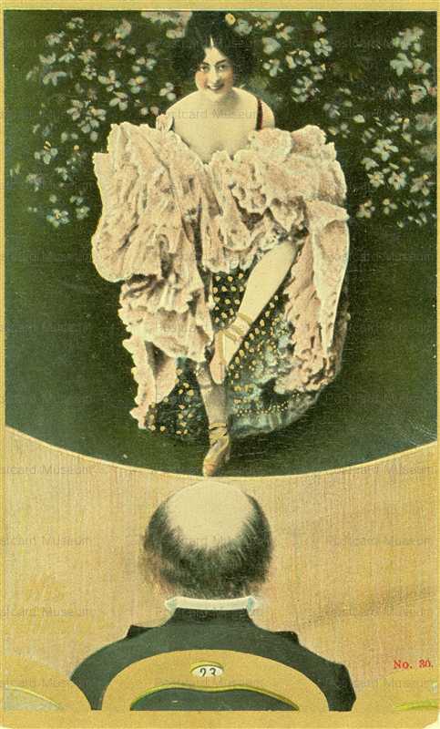elc300-His Affinity Can Can Girl Teasing Ballhead Man Gold Border