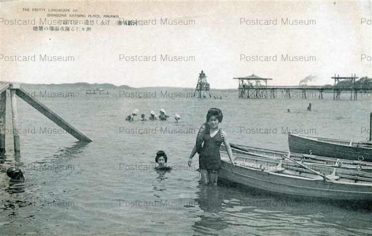 nb795-Shinsuma Bathing Place Mikawa 三河新須磨 汀永く悠遠に空と混じ渺々たる海水浴塲