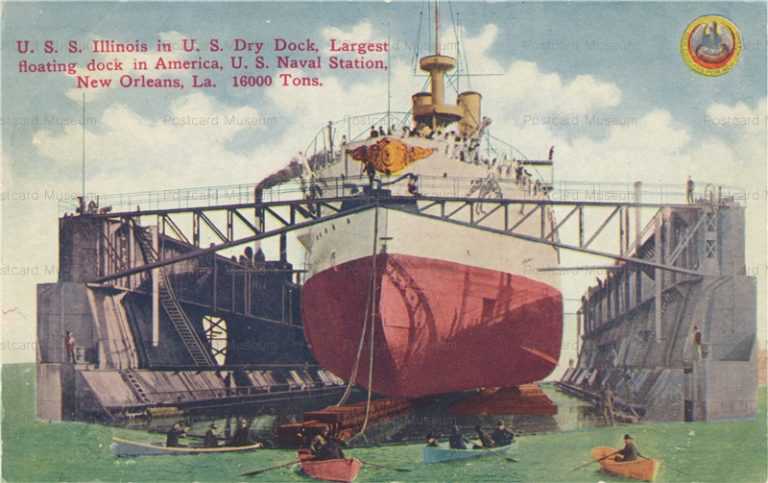 shi100-USS Illinois in Drydock US Naval Station New Orleans
