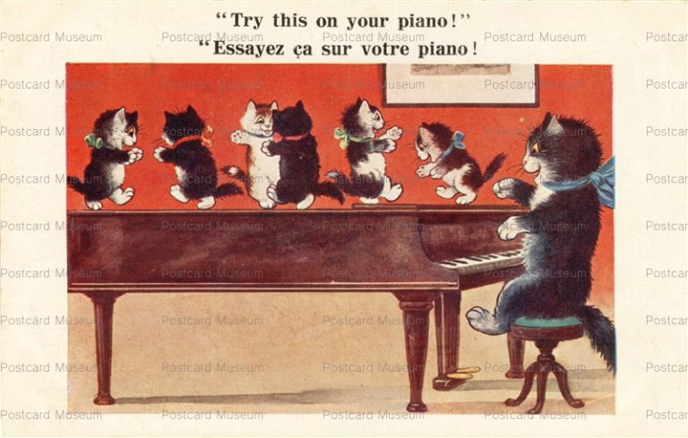 acc150-Inter Art Comique Black Cats Dance on Piano