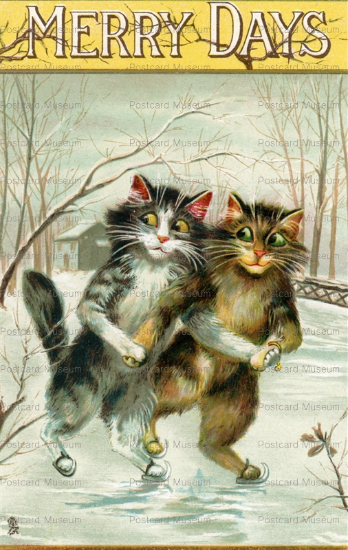 acc233-Maurice Boulanger Merry Days Ice Skating Cats