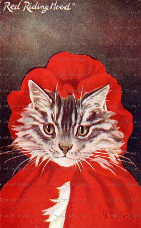 acc310-G.L.Barnes Red Riding Hood Fantasy Cat Nursery Fairy Tale