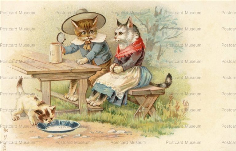 acc480-Dressed Cat Drink Beer with Lady