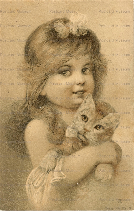 acc640-Superb Young Girl with Kitten by Chr