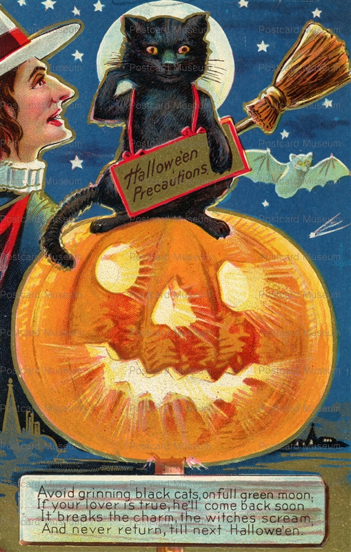 chr130-Halloween Tradition Avoid Grinning Black Cats 1910s