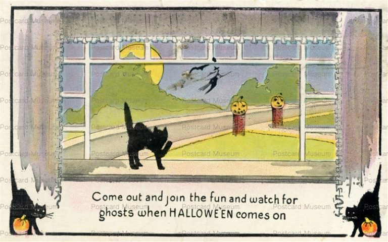 chr335-Halloween Black Cat Series 412 c1910