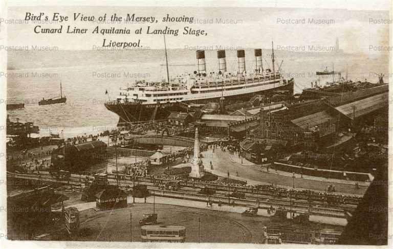 ge499-Bird's Eye View of the Mersey Showing Cunard Liner Aquitania Liverpool