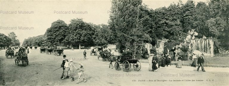gf228W-Paris Bois de Boulogne Le Cascade et l'Allee des Acasias C.L.C