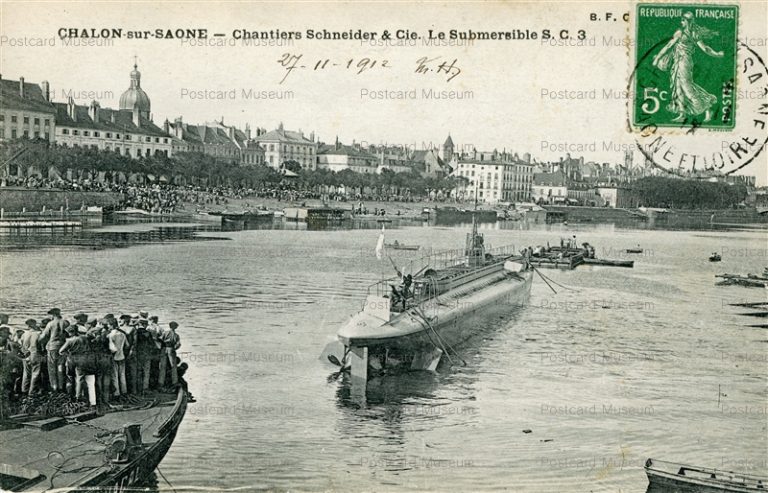 gf3170-Chalon-sur-Saone Chantiers Schneider Cie.Le Submersible S.C.3 1912