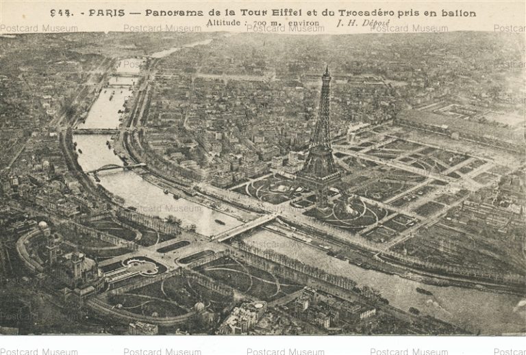 gf480-Paris Panorama de la Tour Eiffel et du Trocadero pris en Ballon