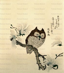 ukt310-天受玉園浅春庵 こぶしの枝 ミミズク