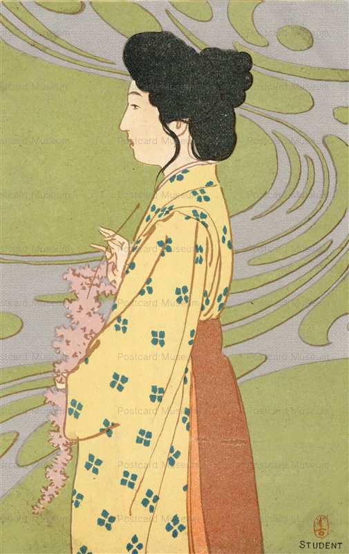 Kh010-梶田半古 Student 女学生