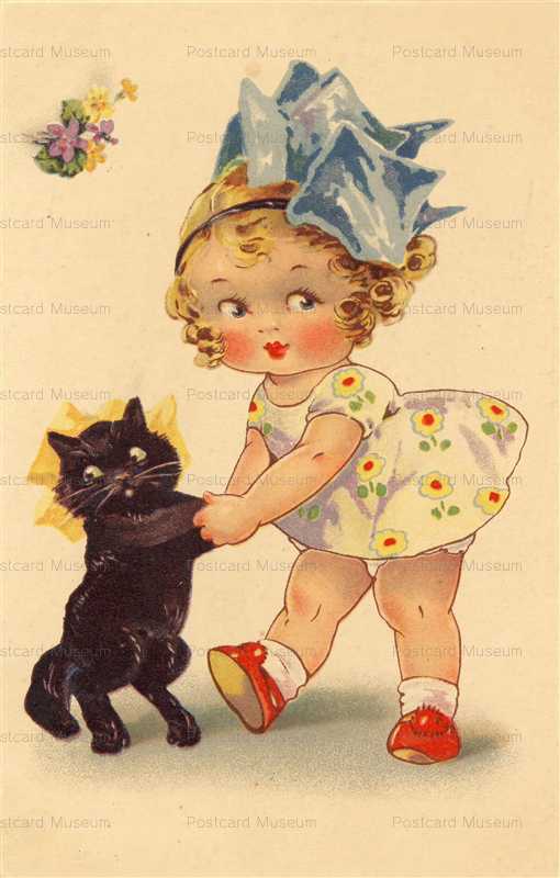 acc010-Girl with Black Cat Dacing