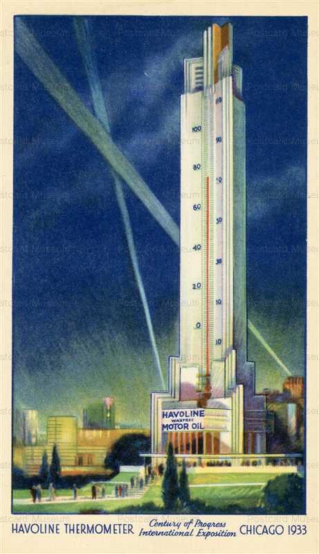 ad900-Havoline Motor Oil Thermometer 1933 Worlds Fair