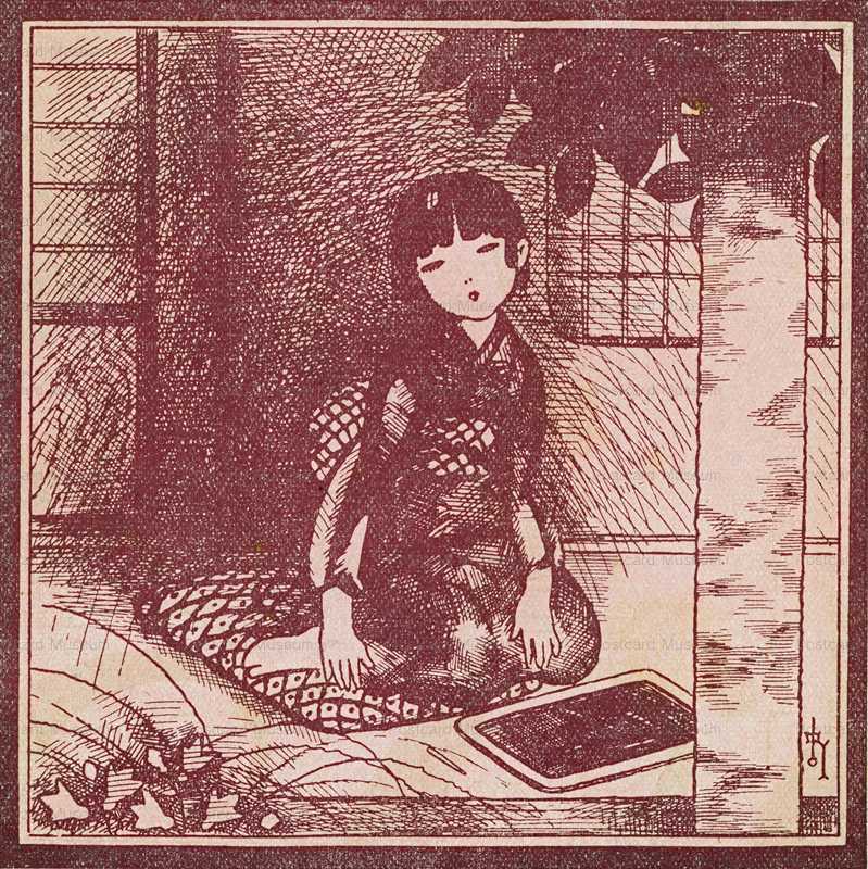 Af980 蕗谷虹児 女の子供 絵葉書資料館 Af980 蕗谷虹児 女の子供 絵葉書資料館