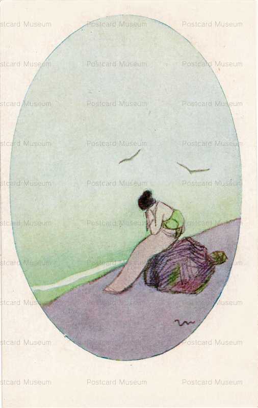 ak194-加藤まさを 沖の鴎にきいたとNo32 岸辺の婦人