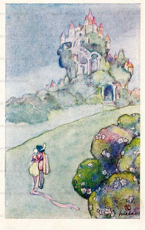 ak239-加藤まさを 城 春の夜の夢