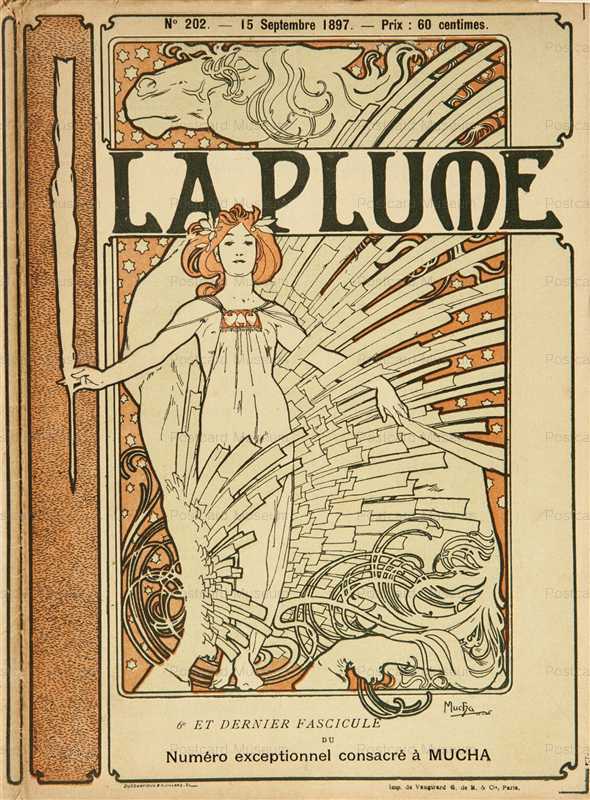 amg029-La Plume 1897 Magazine Cover Litho Alphons Mucha