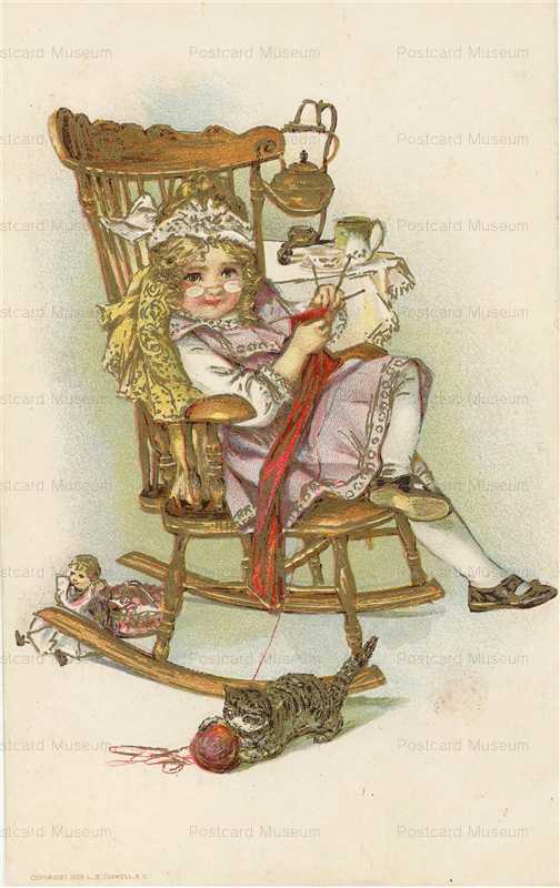 c034-Little Girl as Grandmother Knitting