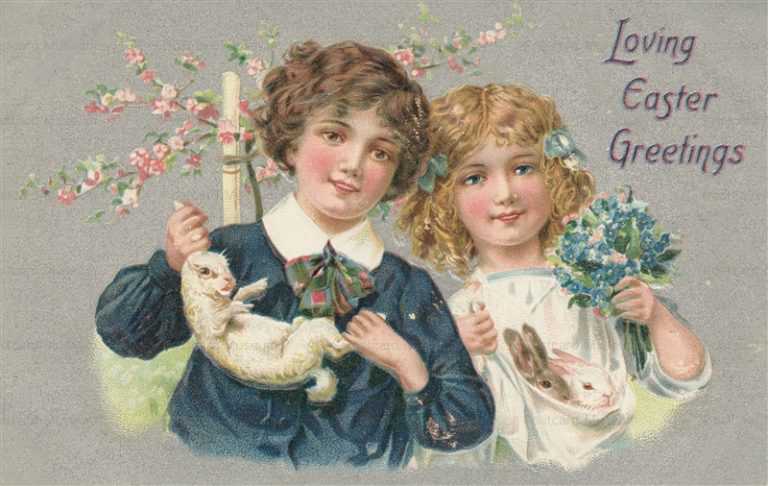 e120-Easter Greeting Rabbits