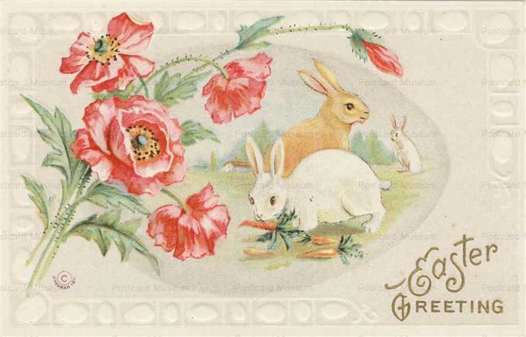 e240-Easter Greeting Rabbits Poppy