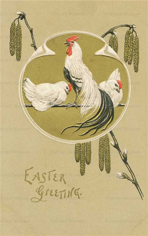 e250-Easter Greeting Three Hen