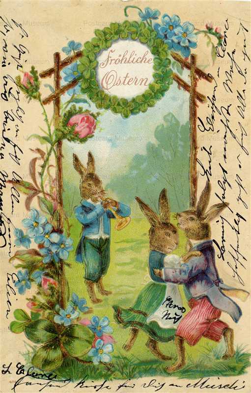 e280-Easter Rabbit Dancing Playing Trumpet
