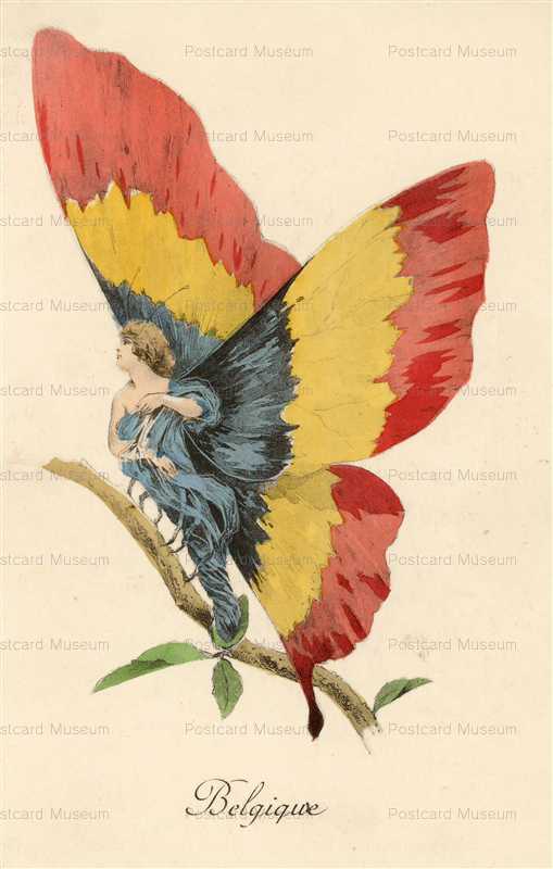 ee001-WWI War Satire Belgium Butterfly Fairy